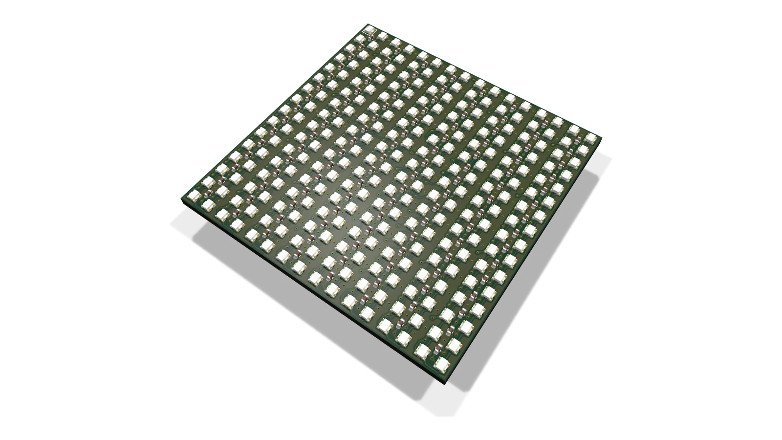 3D render of my 16 by 16 RGB LED matrix board
