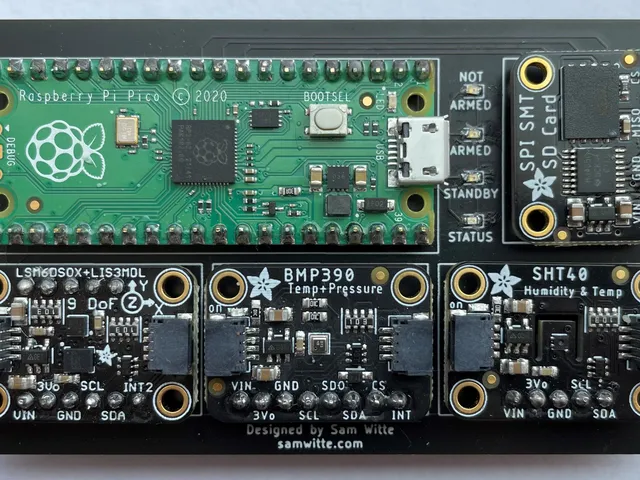 The assembled flight computer board