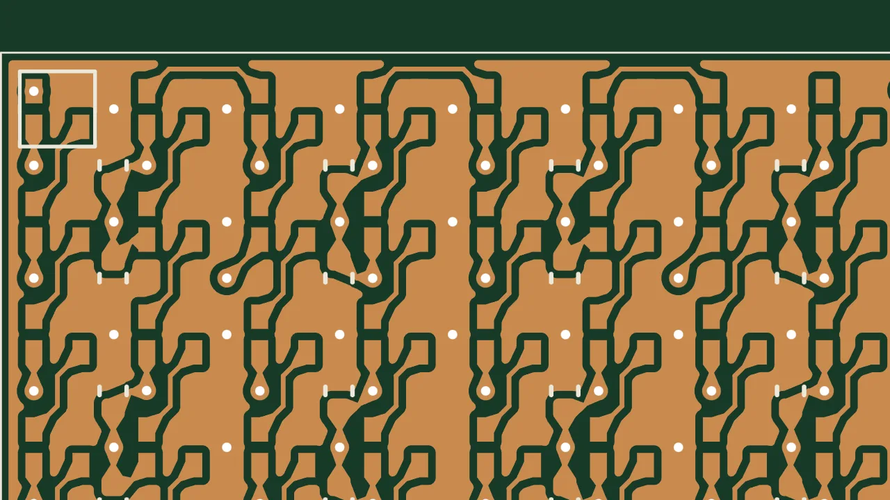 Close-up of the same board's copper layout